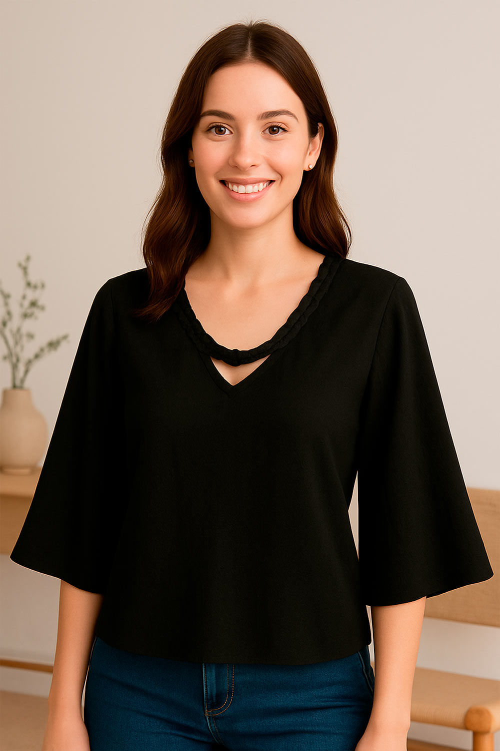 BLUSA MUJER AMPLIA DETALLE DELATERO