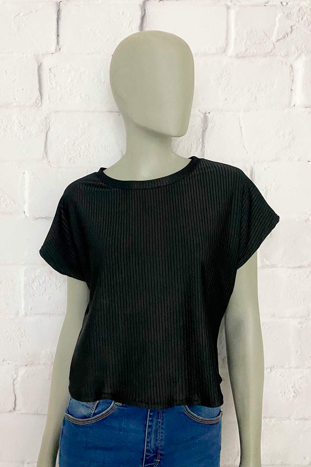 BLUSA MUJER ACANALADA TELA CON BRILLO