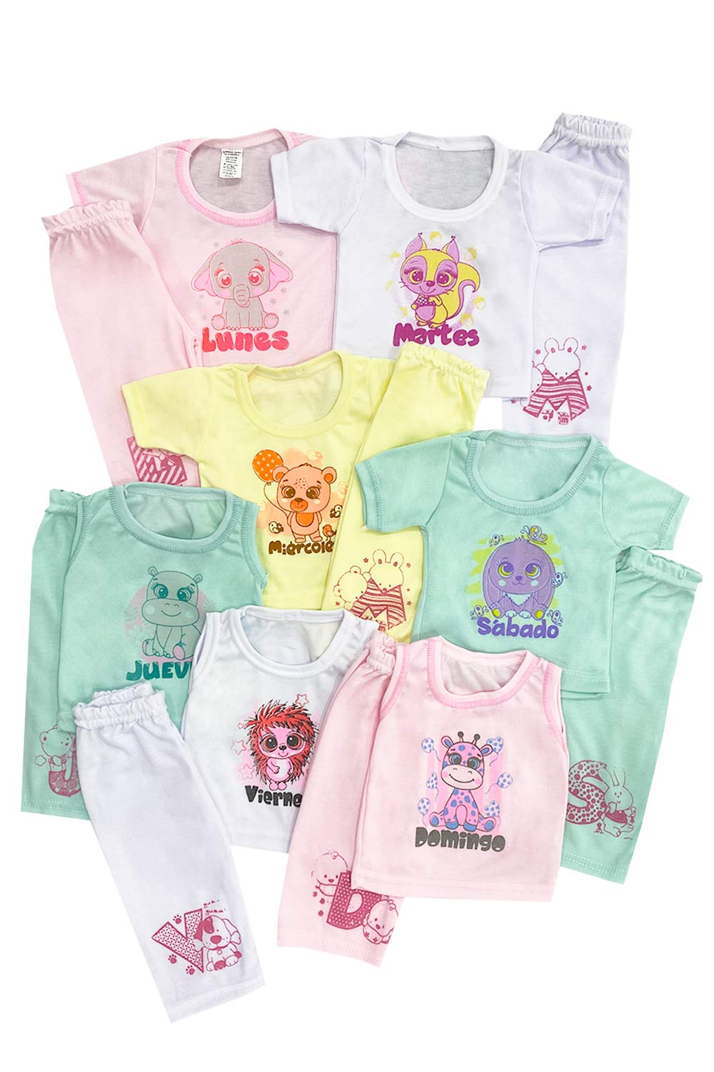 SEMANARIO RECIÉN NACIDO 14 PIEZAS ESTAMPADOS VARIABLES