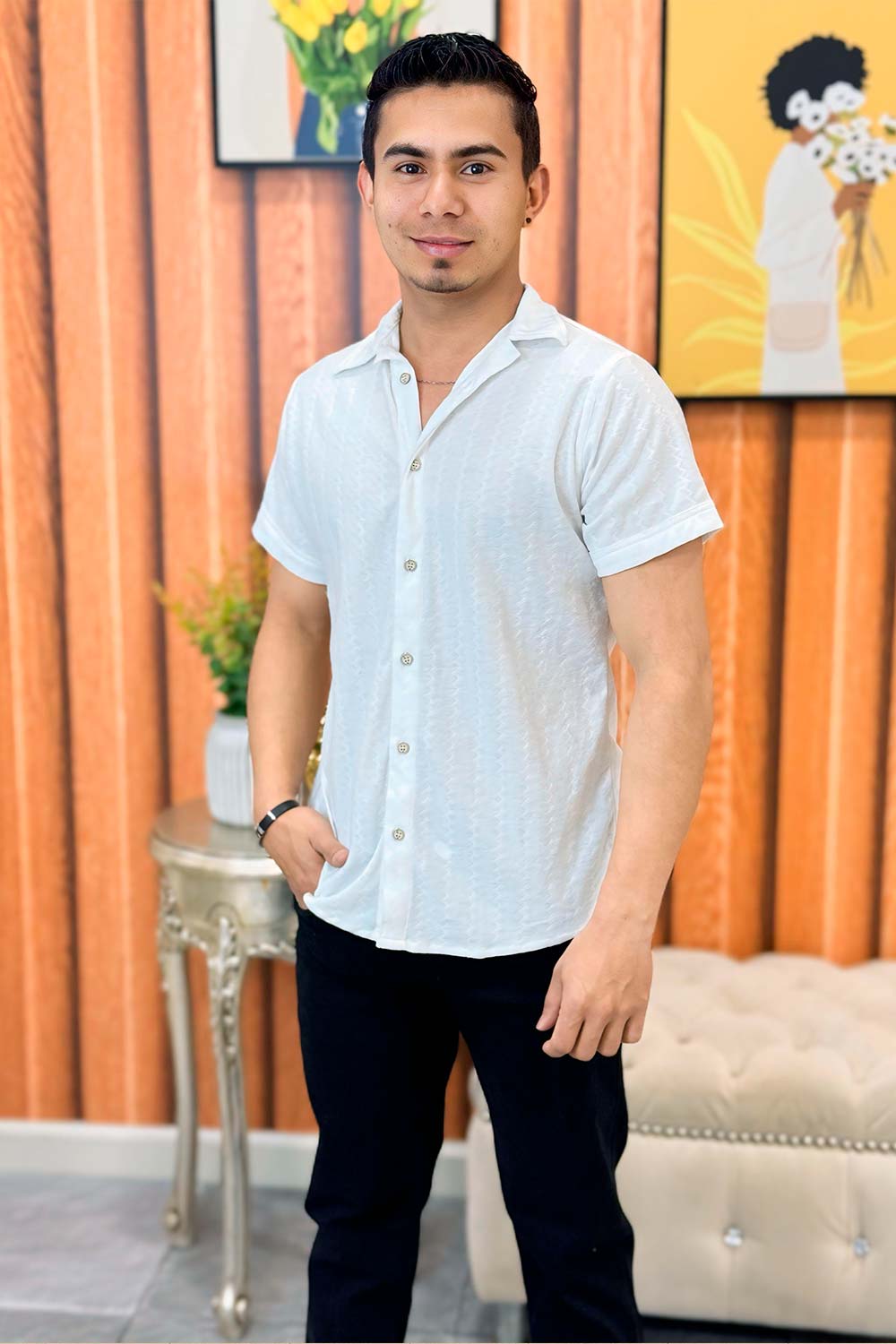 CAMISA HOMBRE TELA CON TEXTURA VARIABLE