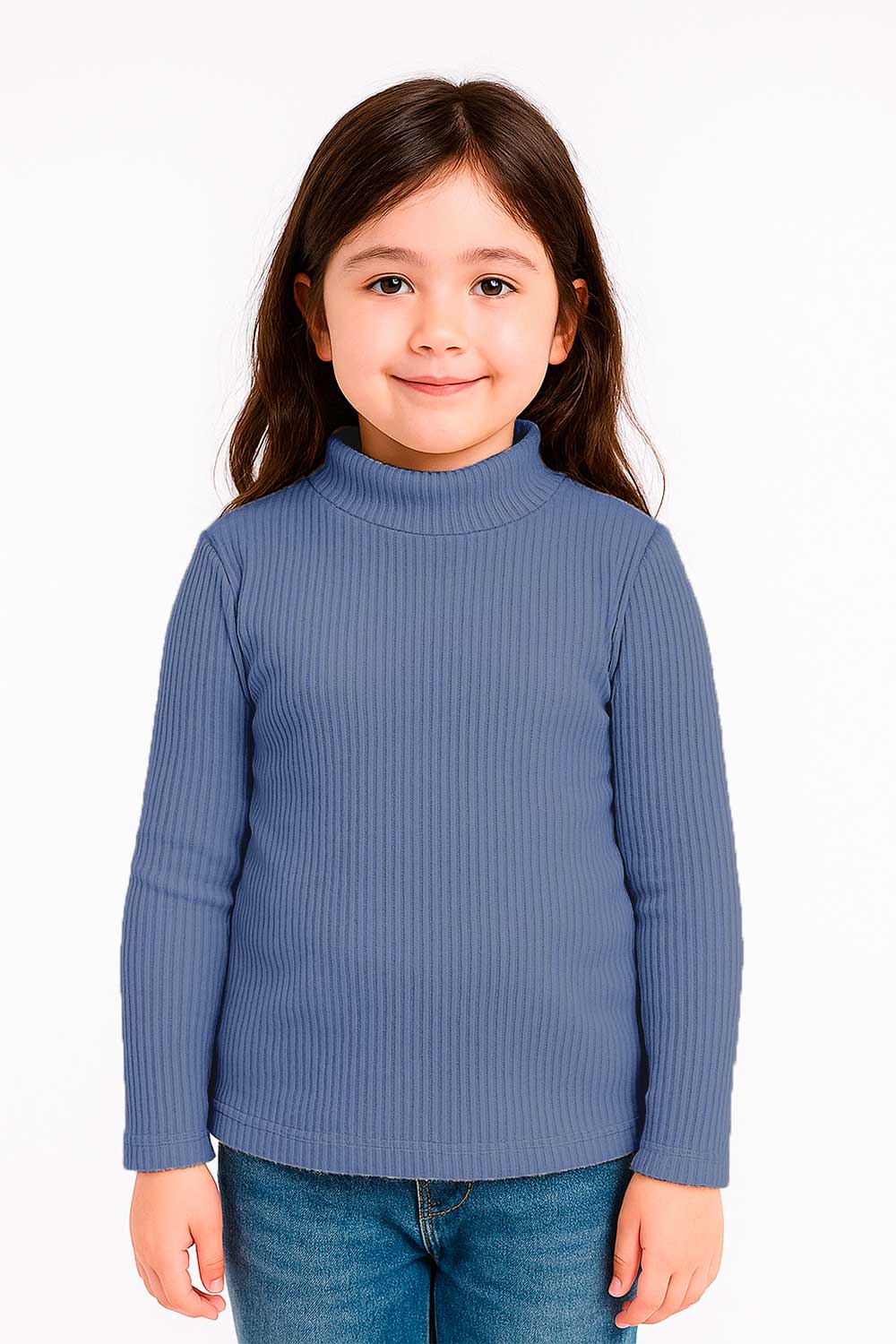 BUZO NIÑA CUELLO ALTO TELA ACANALADA