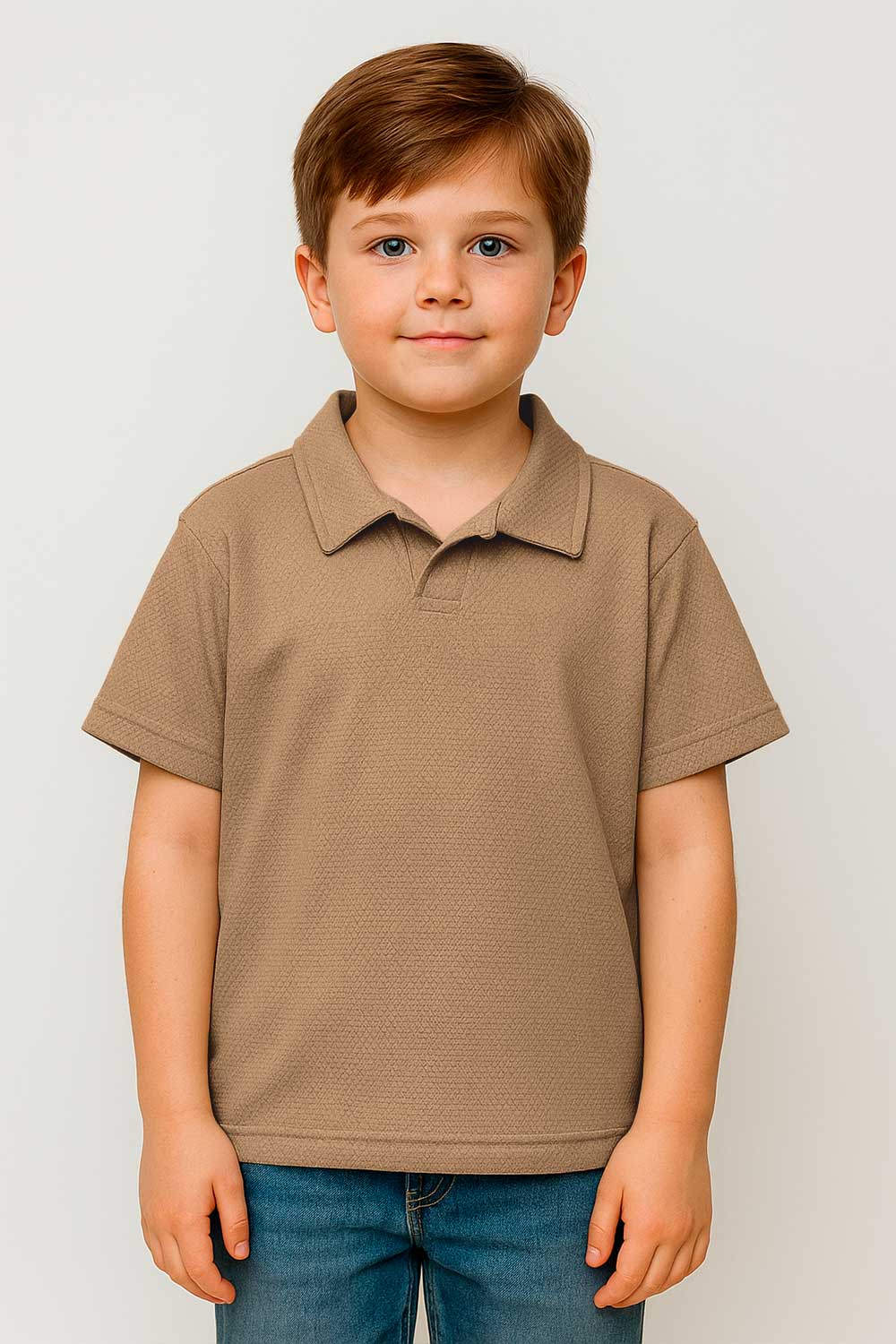 CAMISETA NIÑO TIPO POLO TELA CON TEXTURA