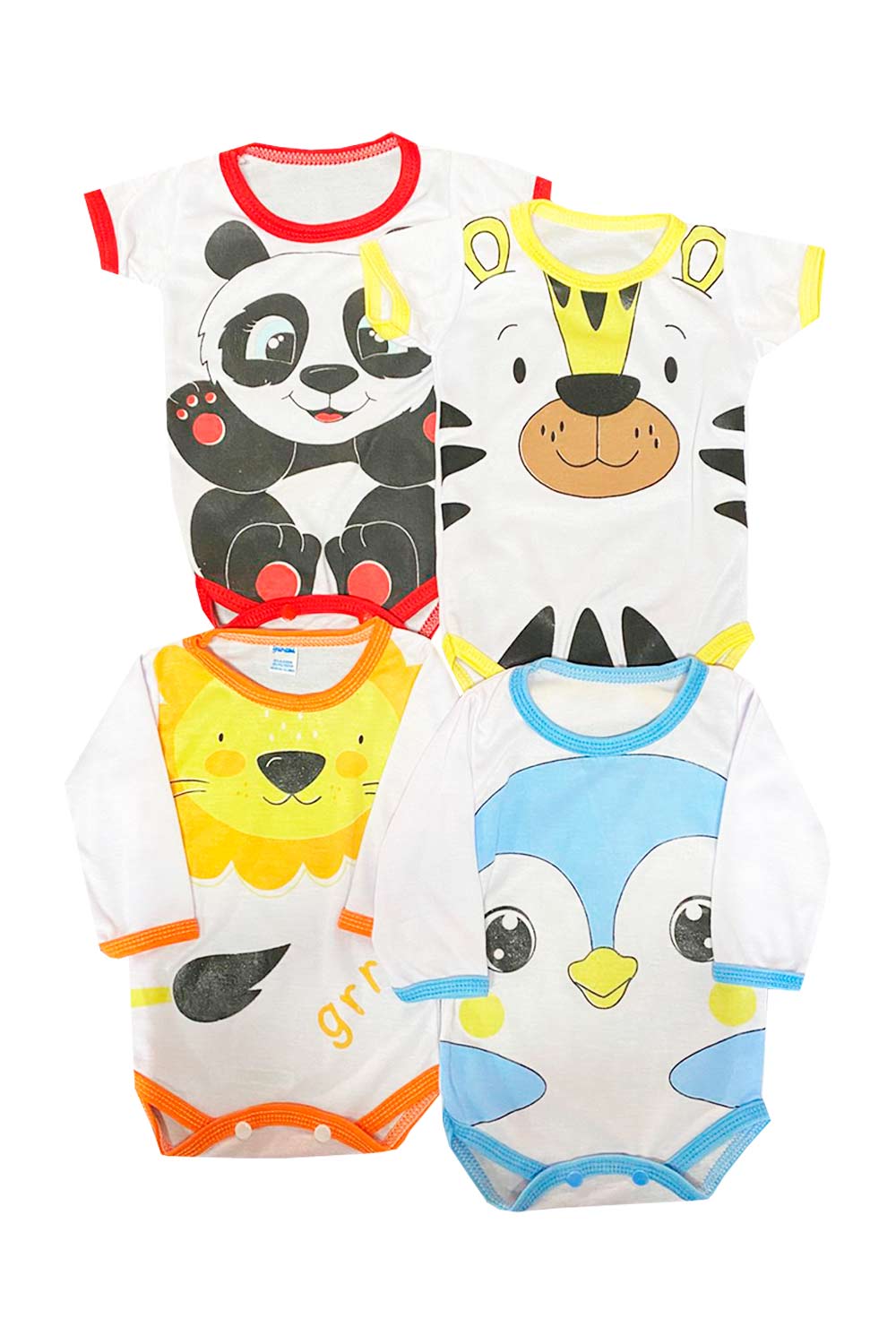 BODY BEBÉ X4 MANGA CORTA ESTAMPADO COLORES MENSAJES