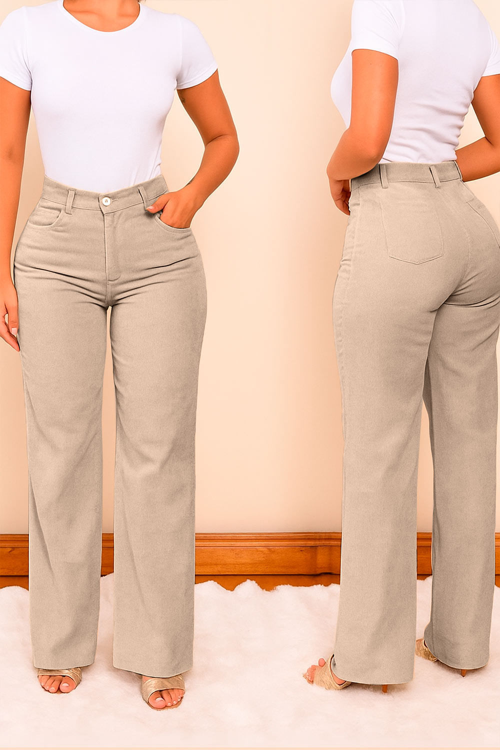 PANTALÓN MUJER SILUETA AMPLIA TIPO PANA