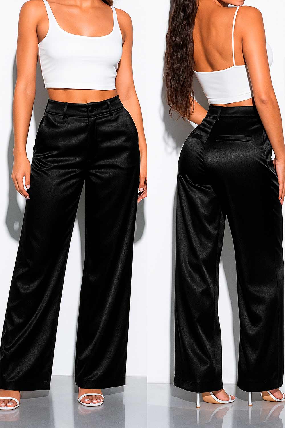 PANTALÓN MUJER SILUETA AMPLIA EN SATÍN