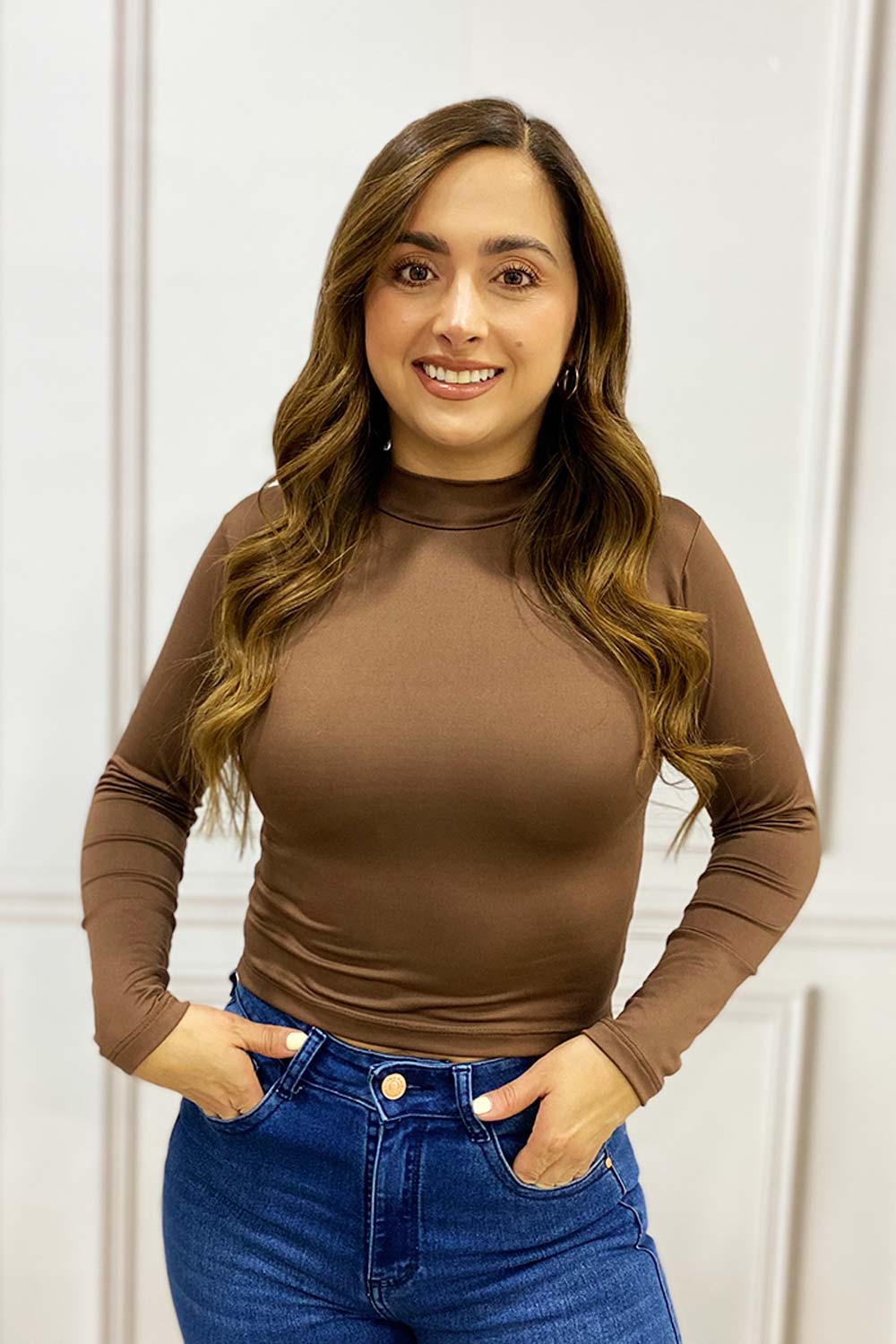 BLUSA MUJER MANGA LARGA CUELLO ALTO