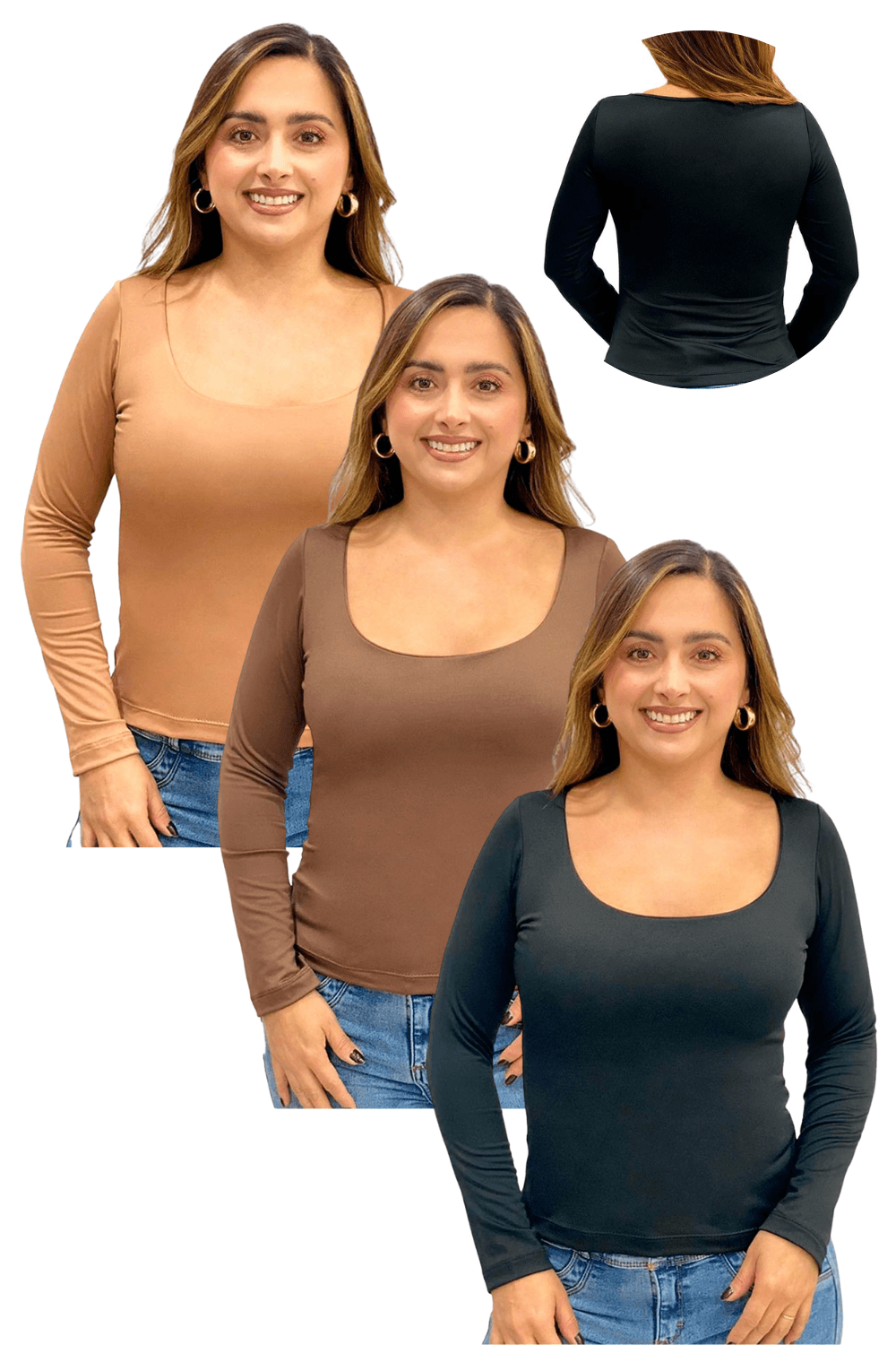 3PACK BLUSAS MUJER MANGA LARGA