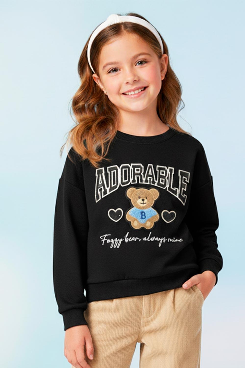 BUZO NIÑA OVER SIZE BORDADO DELANTERO