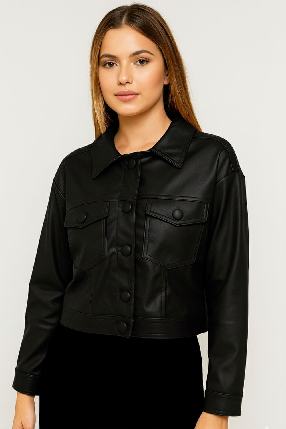 CHAQUETA MUJER CORTA EN CUERINA